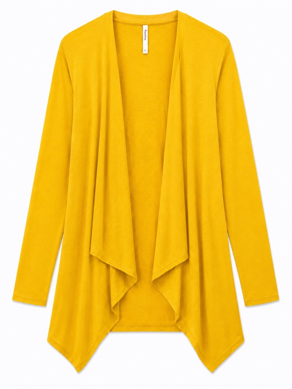 Azules yellow Hooded Waterfall Cardigan Drape Open Front Lightweight Size S - Picture 2 of 8